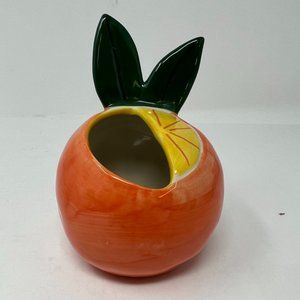 Anthropologie Danielle Kroll Favorite Fruit Pot Orange Dish Planter RARE